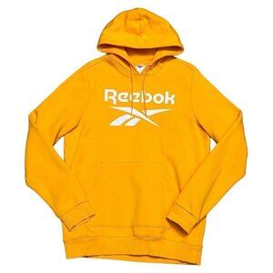 Reebok Logo Designer Bright Yellow Hoodie Sweatshirt Mens Large